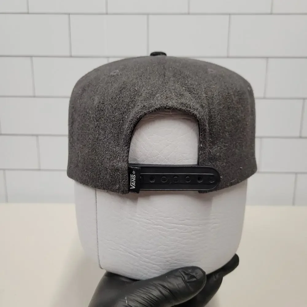 Vans Off The Wall Classic Patch Wool Blend Black Gray Snapback Hat Cap